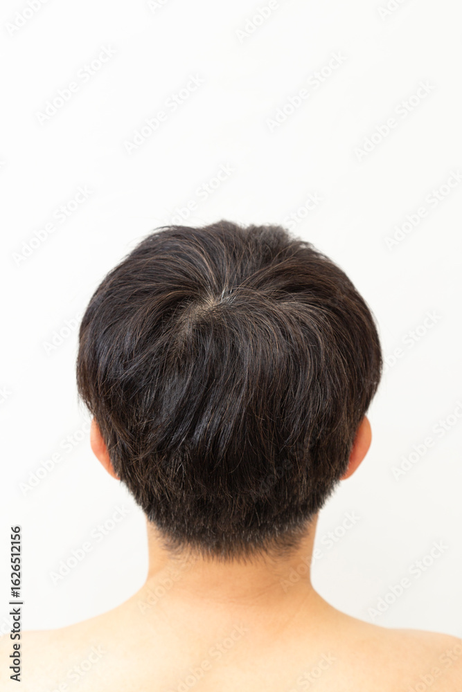 Obraz premium 男性の後頭部 白バック