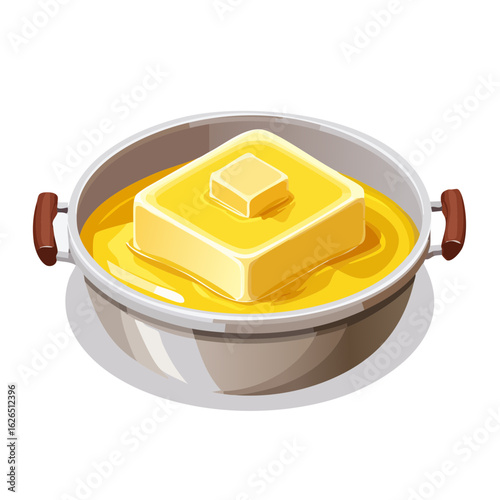 Melting butter in a saucepan concept for cooking recipes illustration vector