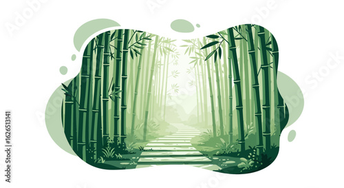 Bamboo forest path serene nature scene peaceful walkway