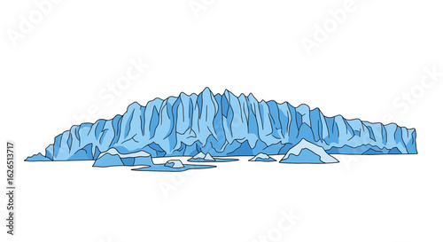 Glacier landscape with icebergs, arctic scenery, frozen terrain