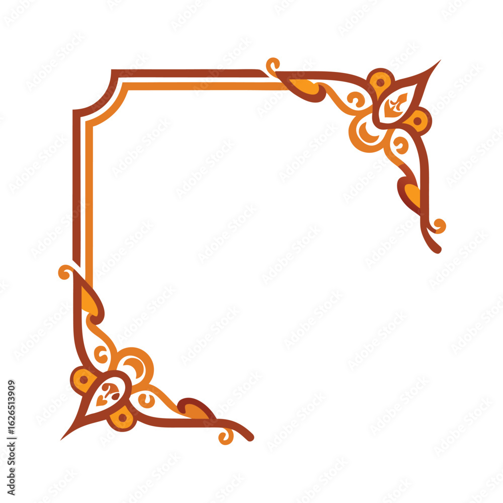 Fototapeta premium Medieval Inspired Thin Ornament Corner Design