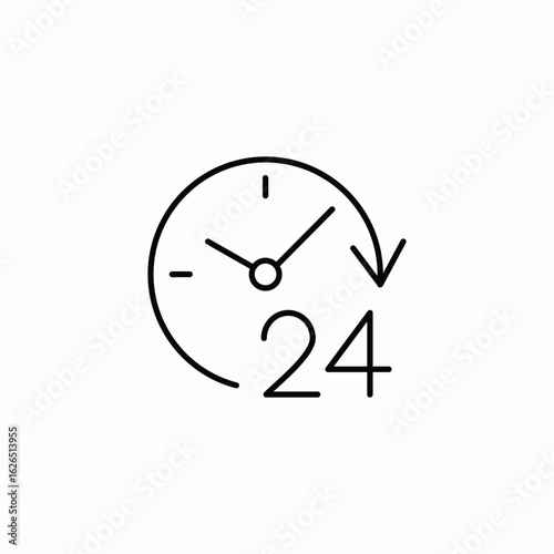 24 hour time service icon sign vector