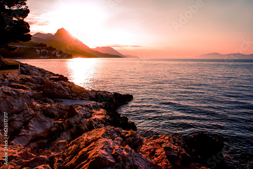 Fototapeta Naklejka Na Ścianę i Meble -  spectacular morning landscape in Croatia, Drvenik resort, Makarska riviera, Dalmatia, Europe...exclusive - this image is sell only on Adobe stock