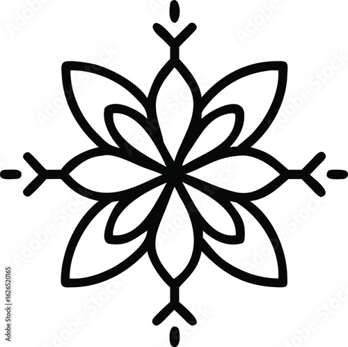 Vector art of a simple black outline of a stylized floral motif, isolated on a white background