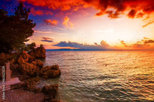 Fototapeta Naklejka Na Ścianę i Meble -  spectacular morning landscape in Croatia, Brela resort, Makarska riviera, Dalmatia, Europe...exclusive - this image is sell only on Adobe stock
