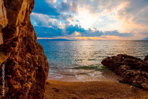Fototapeta Naklejka Na Ścianę i Meble -  spectacular morning landscape in Croatia, Brela resort, Makarska riviera, Dalmatia, Europe...exclusive - this image is sell only on Adobe stock
