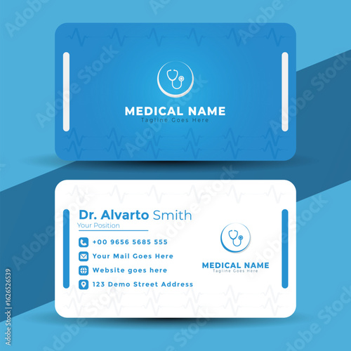 Vector art of modern medical business card template design for hospital isolated on white background