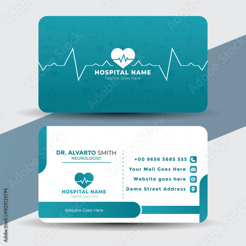 Vector art of modern medical business card template design for hospital isolated on white background