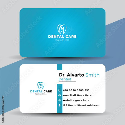 Vector art of modern dental business card template vector design for dentist isolated on white