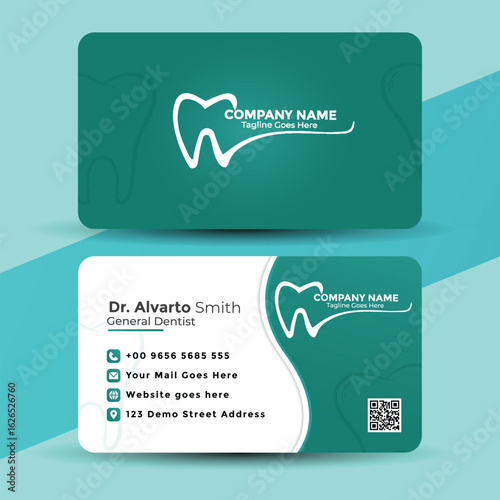 Vector art of modern dental business card template vector design for dentist isolated on white