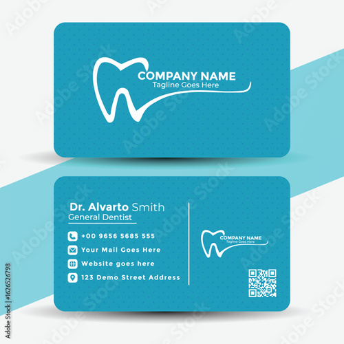 Vector art of modern dental business card template vector design for dentist isolated on white