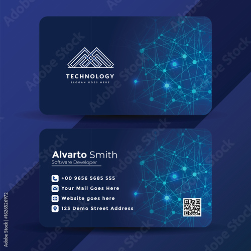 Vector art of modern technology business card template vector design for company isolated on white
