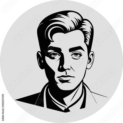 Retro Portrait: A stylized illustration captures the essence of a composed man in a monochromatic portrait. 