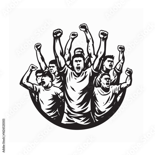 Football Team Celebrating Victory Logo Vector Soccer Players Winning Celebration Illustration