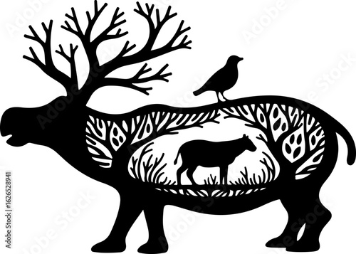 Nature Within: Wildlife Silhouette Art"
