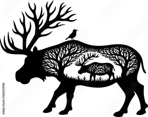 Nature Within: Wildlife Silhouette Art"