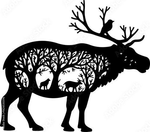 Nature Within: Wildlife Silhouette Art"