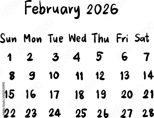 calendar planner 2026 organizer handwriting illustrations