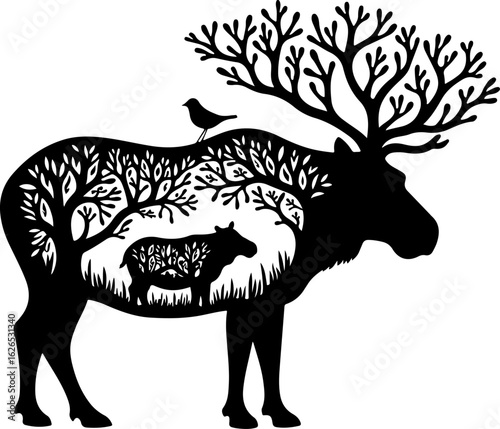 Nature Within: Wildlife Silhouette Art"