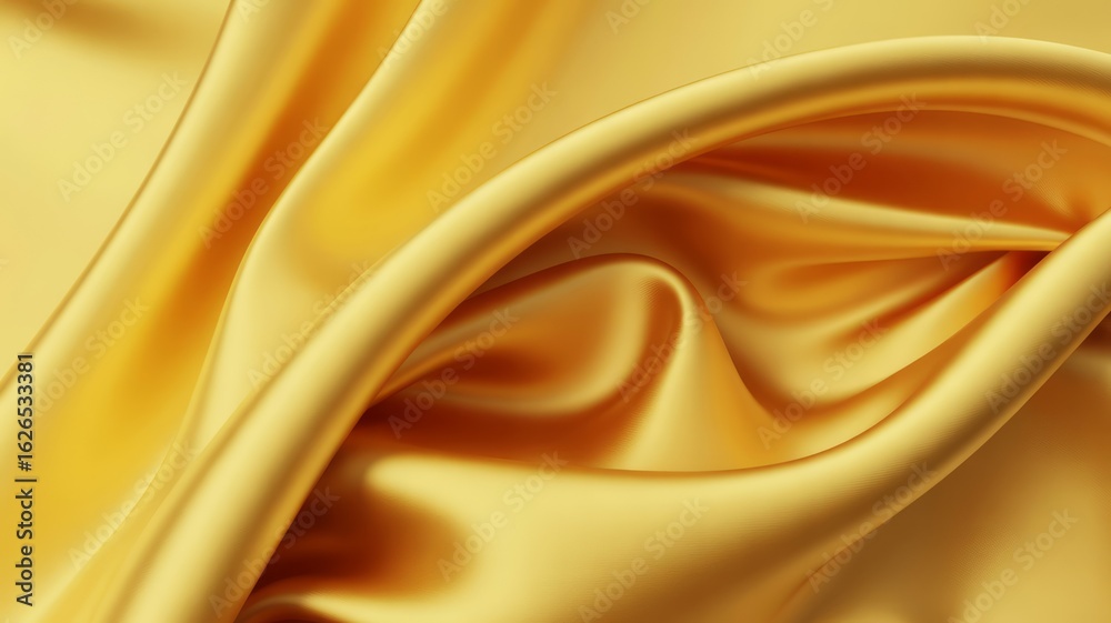 Fototapeta premium Gleaming golden silk fabric folds texture luxury