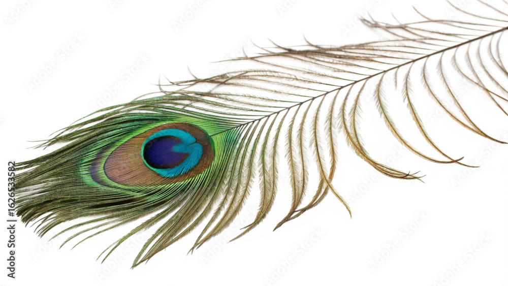 Obraz premium peacock feather on white background