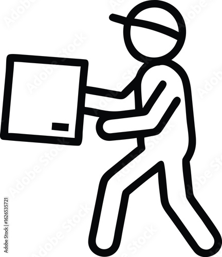 Vector art of delivery person holding a package isolated on white background