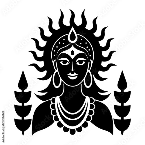 Happy Kali Puja, Goddess Kali Maa, on, Diwali, Kali Pooja background Indian goddess, Kali. Diety, spiritual art.Vector isolated illustration