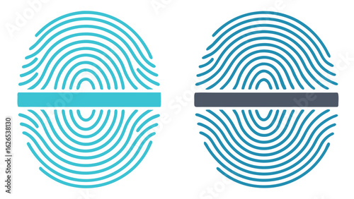Digital fingerprint scan icons for biometric identification and security authentication
