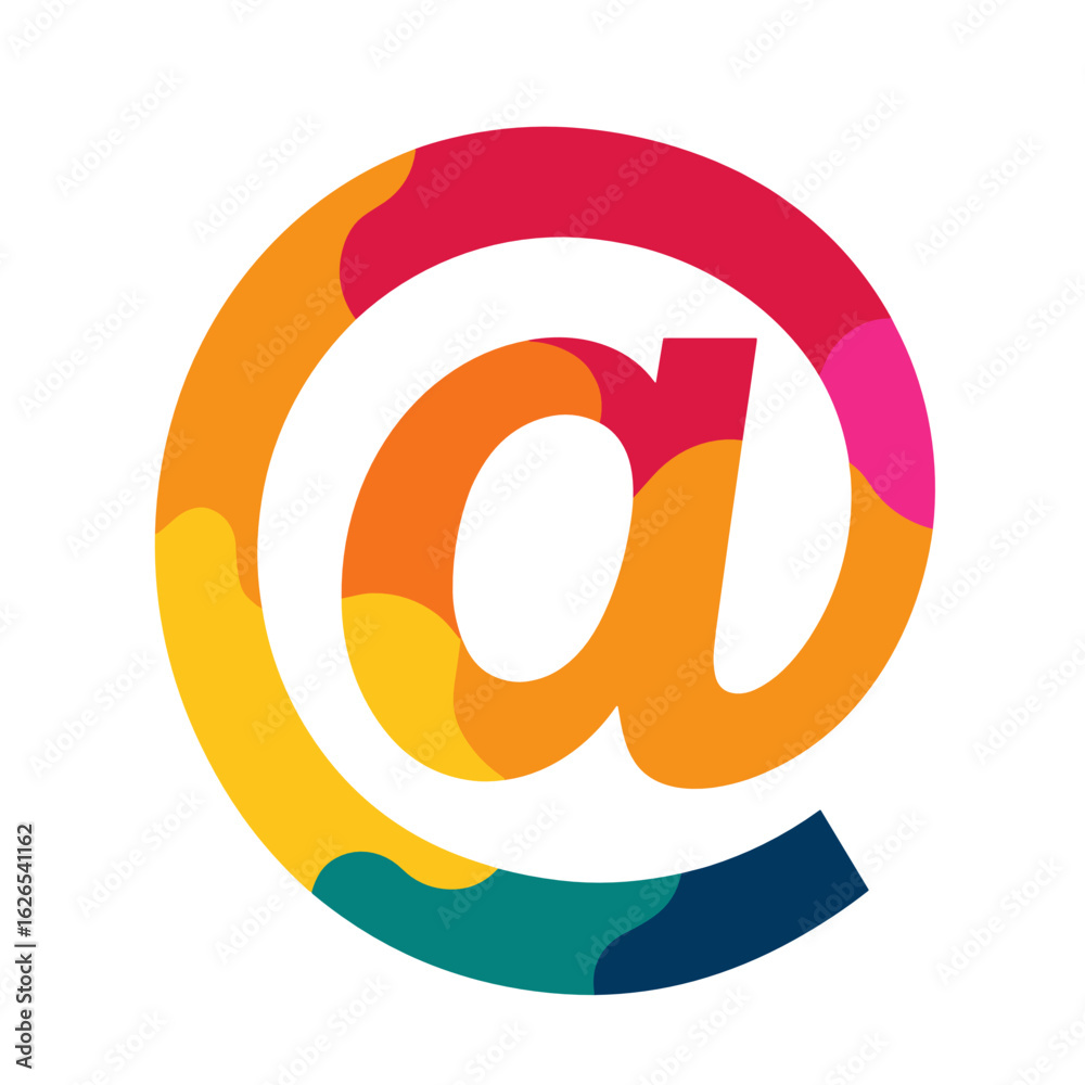 Fototapeta premium Colorful artistic illustration of the email at symbol 