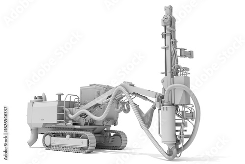 Surface Drilling Rig heavy construction machinery in Clay Style Render on White Background 3D Rendering