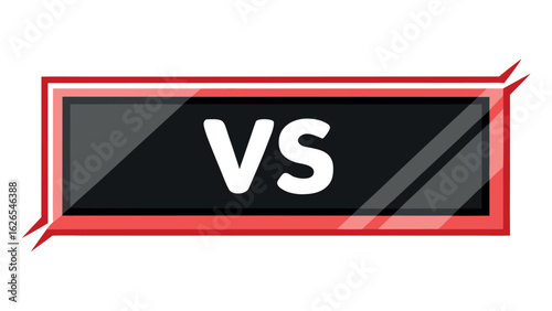 Vs button icon with black background and red border for match interface
