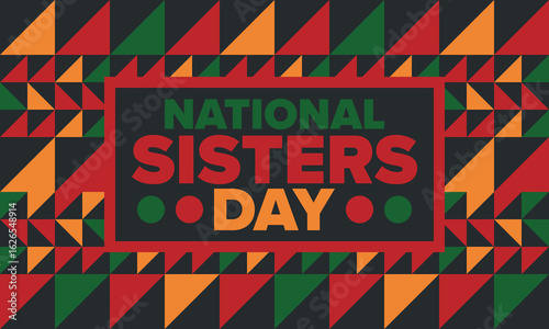 National Sisters Day in United States. Happy family holiday, celebrated annual in August. Happy sisters, woman festival. Girl concept. Poster, greeting card, banner and background. Vector illustration