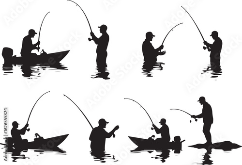 Silhouettes of Anglers: Fishing Moments on the Water

Fishermen at Work: A Day on the Lake in Silhouette

Black and White Fishing Boat Silhouettes Collection