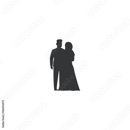 Silhouette illustration of a muslim wedding couple bride and groom