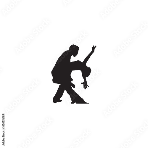 Dancing couple silhouette vector latin dance passionate movement romantic pair