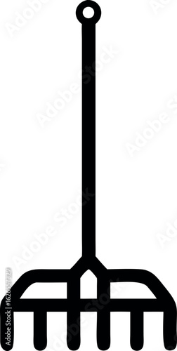 Vector art of black garden rake isolated on white background