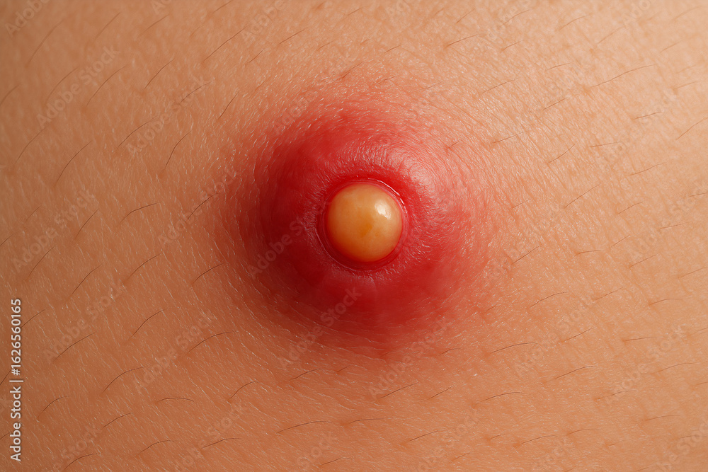 Fototapeta premium close up of a skin of a patient with infected boil.