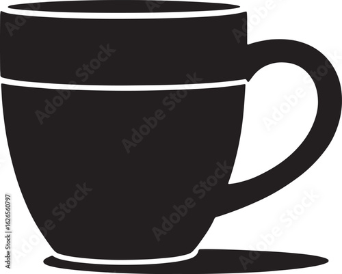 Black coffee mug with handle isolated silhouette art illustration design stock photos royalty free image premium quality