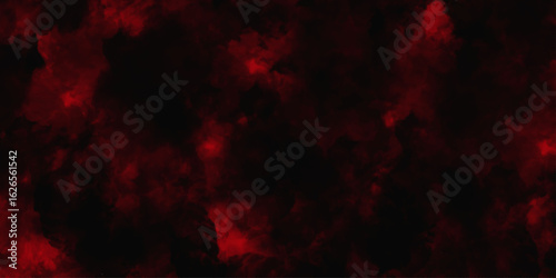 Red color powder explosion isolated on black background. Colorful dust explode. Paint Holi, dust particles splash. Network concept with spray. Futuristic technology element. 3D rendering.	