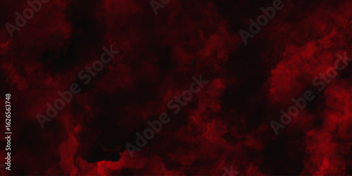 Red color powder explosion isolated on black background. Colorful dust explode. Paint Holi, dust particles splash. Network concept with spray. Futuristic technology element. 3D rendering.	