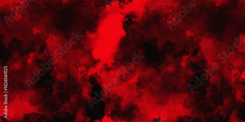 Red color powder explosion isolated on black background. Colorful dust explode. Paint Holi, dust particles splash. Network concept with spray. Futuristic technology element. 3D rendering.	