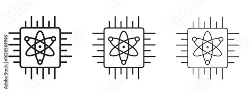 Quantum computing icon linear style sign for mobile concept and web design.