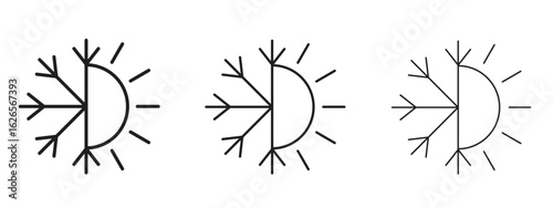 Hot and cold icon linear style sign for mobile concept and web design.