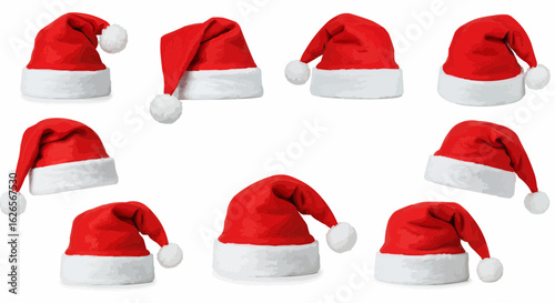 Santa Hats Collection – Red Christmas Cap Clipart Set