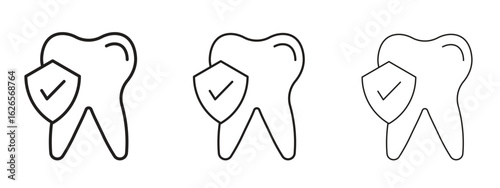 Dental insurance icon linear style sign for mobile concept and web design.