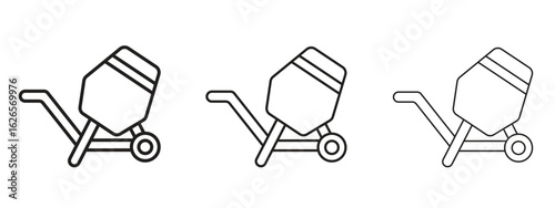 Cement mixer icon linear style sign for mobile concept and web design.