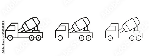 Cement truck icon linear style sign for mobile concept and web design.