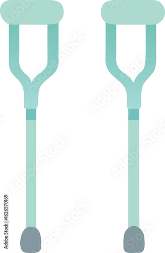 Two light blue crutches on white background medical