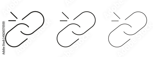 Broken link icon linear style sign for mobile concept and web design.