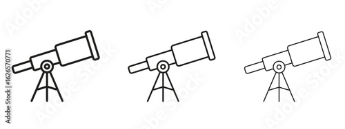 Boat Telescope icon linear style sign for mobile concept and web design.